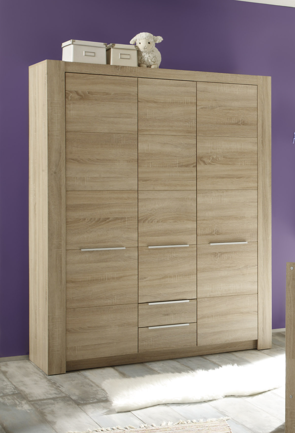 Kleiderschrank Eiche Sägerau Hell Woody 93-00703 Holz modern