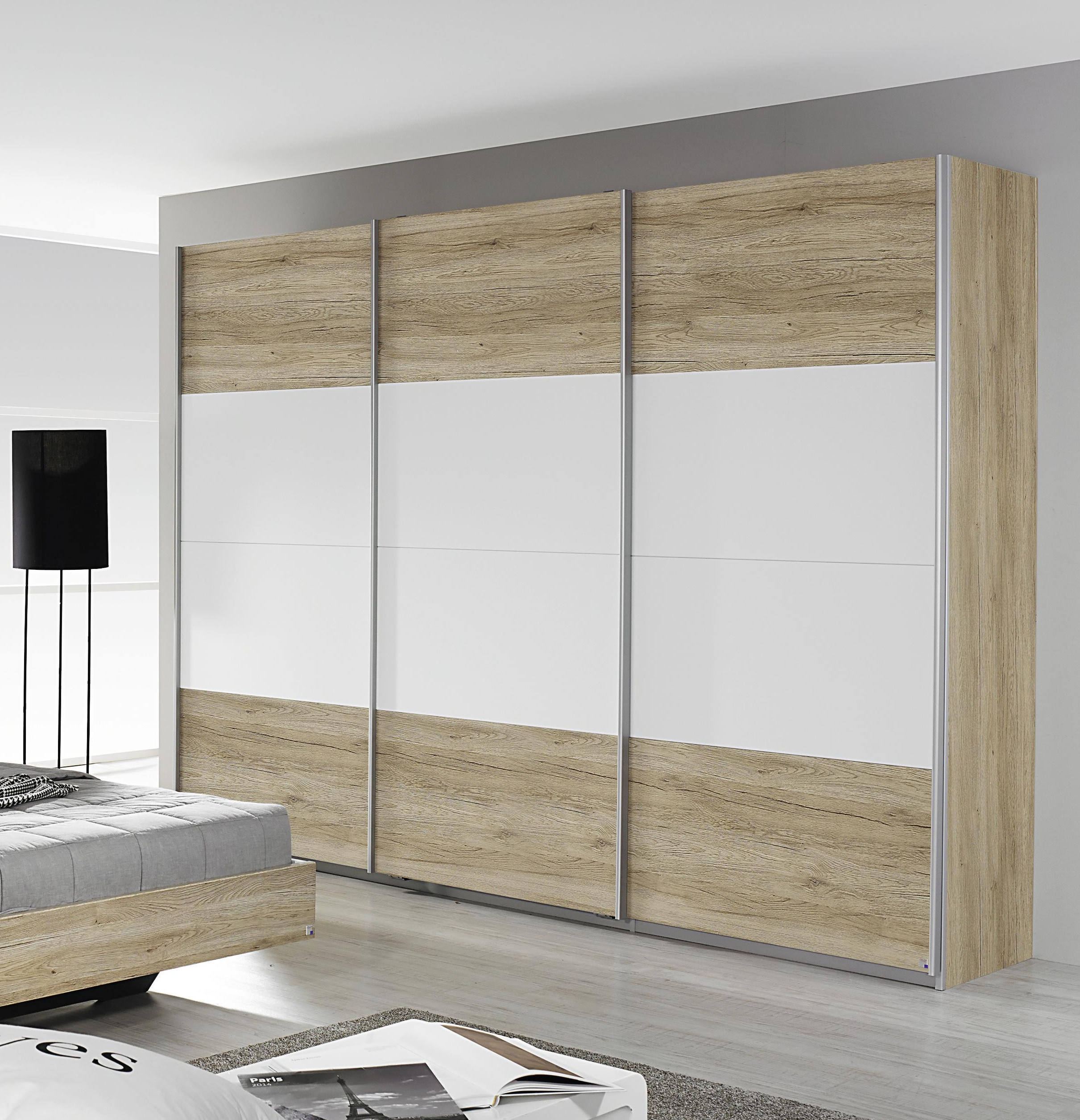 Kleiderschrank Eiche Sanremo Hell/ Alpinweiss Woody 33-01045 modern
