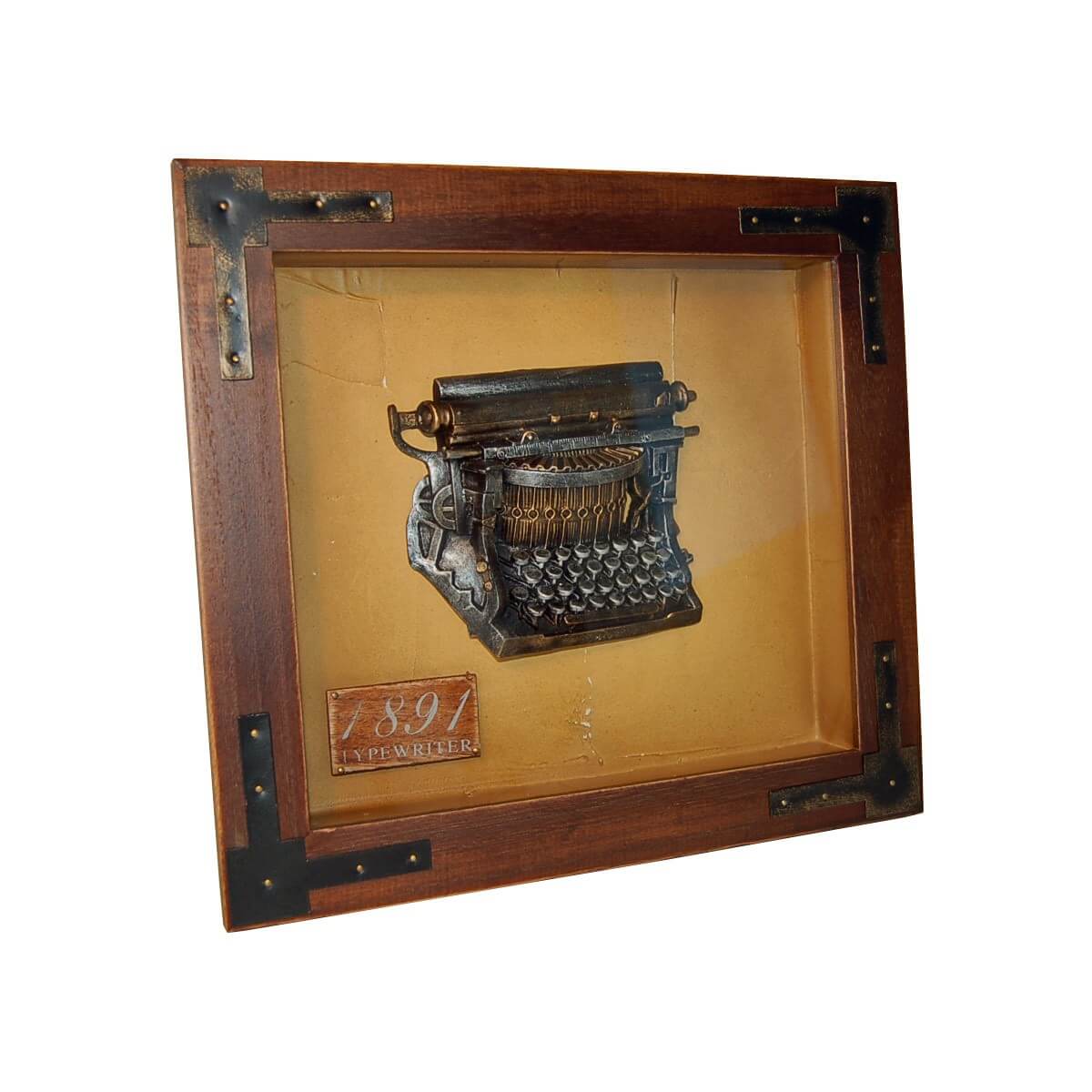 Wandbild Wandbild Schreibmaschine aus Holz und Glas