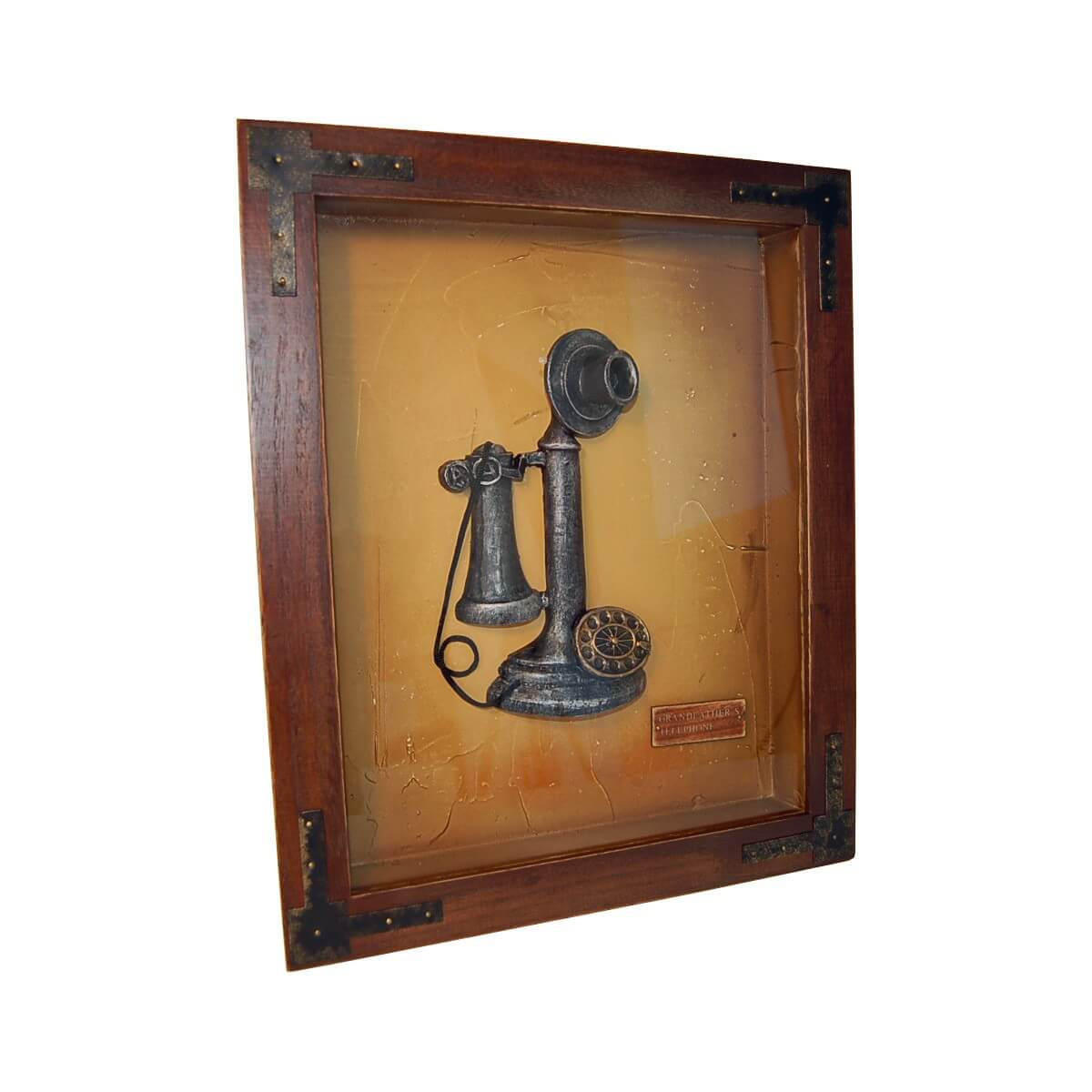 Wandbild Wandbild Großvaters Telefon aus Holz und Glas