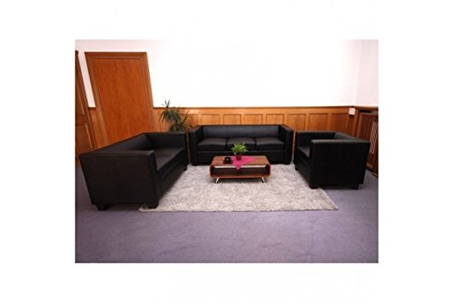 3-2-1 Sofagarnitur schwarz Spaltleder Couchgarnitur Loungesofa Couch Sofa modern