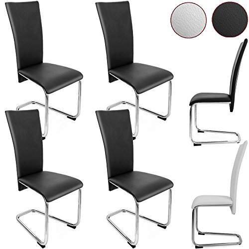 4er SET Freischwinger Esszimmerstuhl schwarz - Stühle Sitzgruppe Esszimmer Stuhl