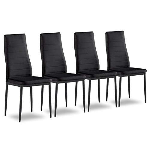 4er Set Esszimmerstuhl Küchenstühle Polsterstuhl Stuhlgruppe (Schwarz)