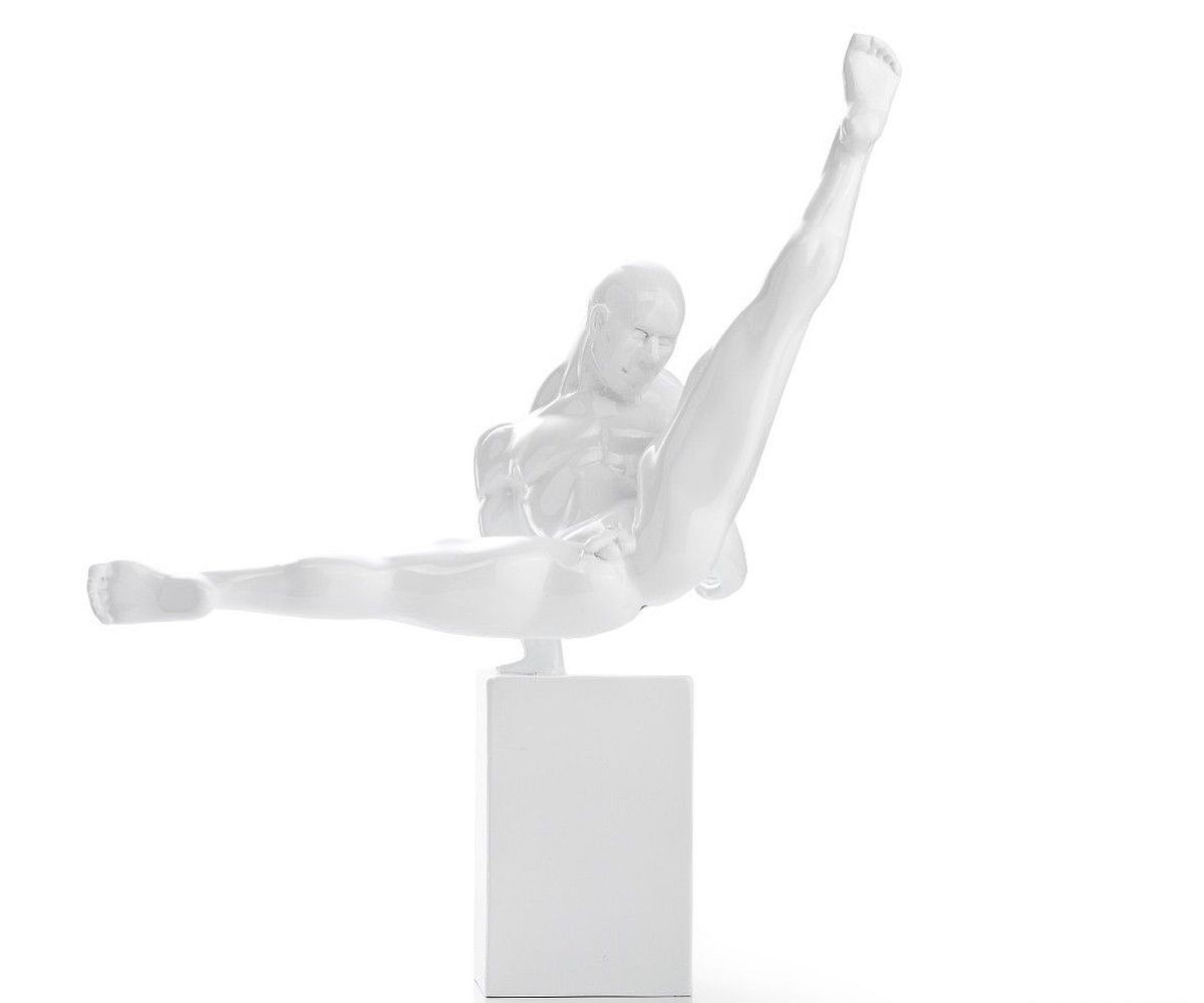 DELIFE Dekofigur Sportler 38x41 cm Weiss Hochglanz Skulptur Wohnaccessoire, Skulpturen