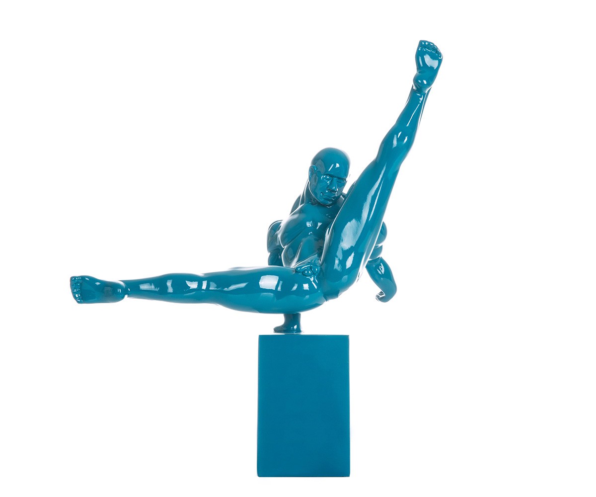 DELIFE Skulptur Sportler 36x41 cm Blau Hochglanz, Skulpturen