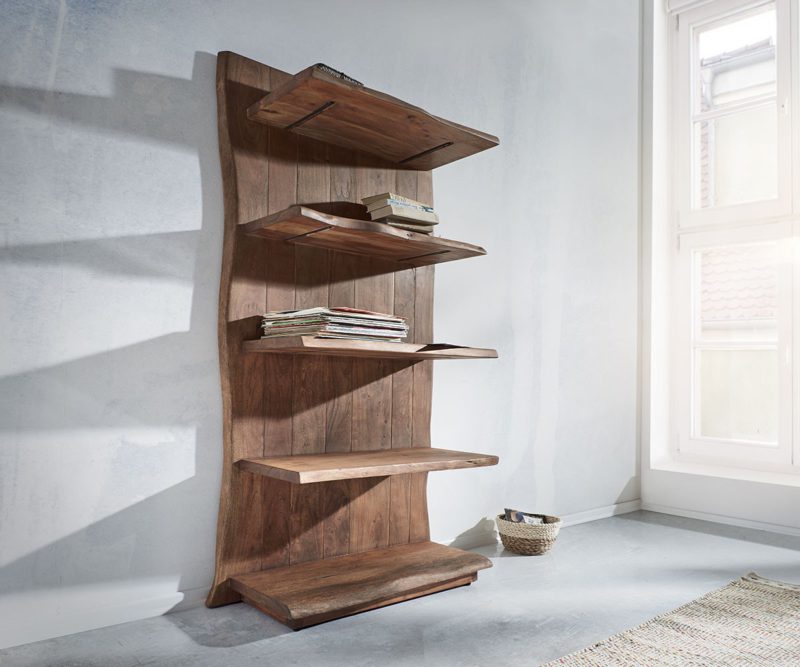 DELIFE Standregal Live-Edge 92×191 cm Akazie Braun Baumkante