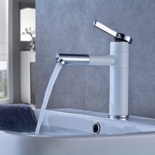 Aruhe® Elegant Weiß Waschtischarmatur 360° Schwenkbereich Einhandmischer Waschbecken Wasserhahn Wasserfall Badarmatur Einhebelmischer Mischbatterie für Badzimmer