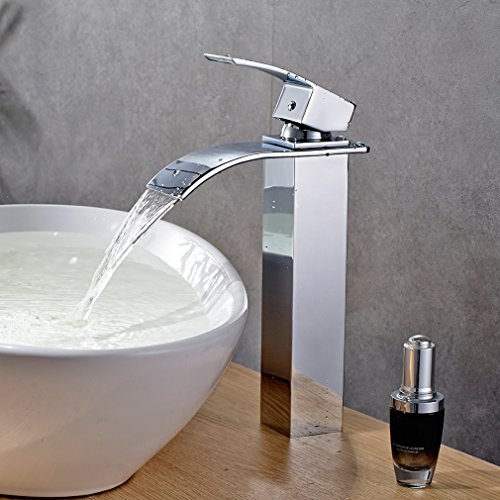 Auralum® Design verlängerte Einhebel Waschtischarmatur Armatur Wasserfall Einhandmischer für Badzimmer