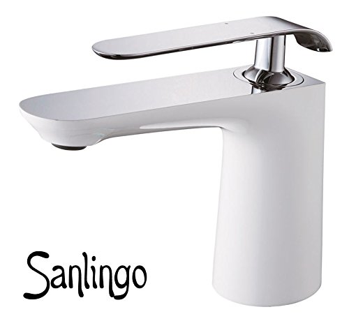 Bad Waschbecken Design Einhebel Armatur Wasserhahn Weiss Weiß Chrom Sanlingo