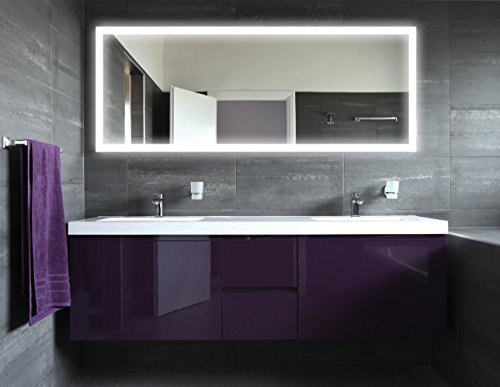 Badspiegel mit Beleuchtung New York M303L4: Design Spiegel für Badezimmer, beleuchtet mit LED-Licht, modern, groß, ohne Rahmen, rahmenlos - Kosmetik-Spiegel Toiletten-Spiegel Bad Spiegel Wand-Spiegel mit Beleuchtung