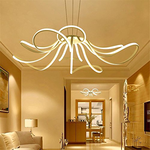 CAC Moderne LED-Pendelleuchte Wohnzimmer Einrichtung Acryl Blume dimmbare Hängelampe mit Schmetterling Lamparas Glanz