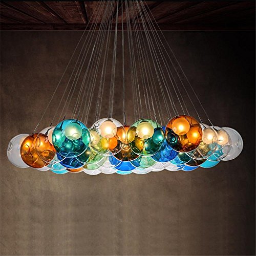 CAC Neue kreative Gestaltung moderner LED-bunten Glas Pendelleuchten Lampen für Esszimmer Wohnzimmer bar Led G4 96-265V Glas Lampen,19 Kugeln LED G4 Leuchtmittel