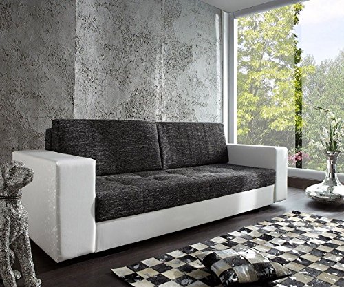 Couch Giorgio Weiss Schwarz 250x100 Schlafsofa inklusive Bettkasten
