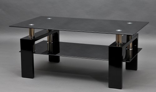 Couchtisch Diana XLS Hochglanz schwarzes Gestell mit Schwarzglas