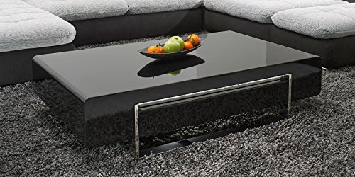 Couchtisch schwarz Hochglanz mit Schublade Case 120x70cm Wohnzimmertisch