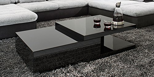 Couchtisch schwarz Hochglanz mit Schublade Clara 120x70cm Wohnzimmertisch