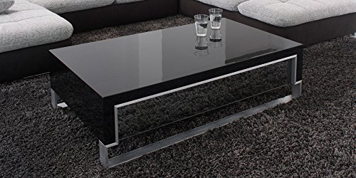 Couchtisch schwarz Hochglanz mit Schublade Virgio 120x70cm Wohnzimmertisch