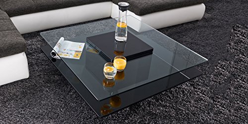 Couchtisch schwarz Hochglanz quadratisch Porto 100x100cm Glastisch