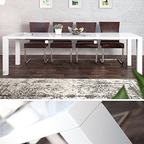 Design Esstisch LUCENTE weiß Hochglanz 160 - 240cm ausziehbar Tisch