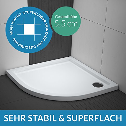 Duschwanne AQUABAD® Comfort Villa Flat 90x90cm Superflach Viertelkreis R55