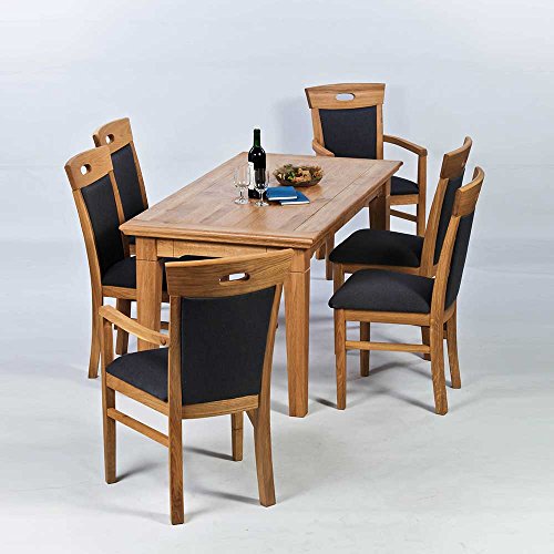 Esstisch mit Stühlen aus Wildeiche Braun (7-teilig) Pharao24