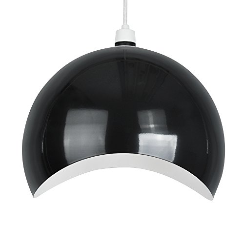 Glänzender schwarzer, kuppelförmiger Lampenschirm für Pendelleuchte im coolen Retro Arco Stil