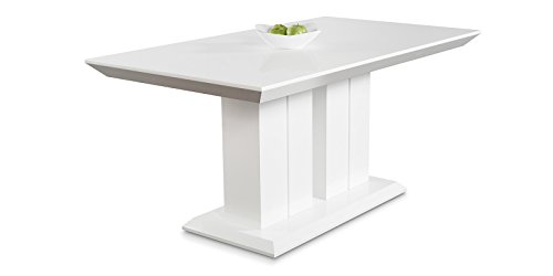 Hochglanz Esstisch Tisch MARBELLA 120x80cm Lack Weiss Säulentisch