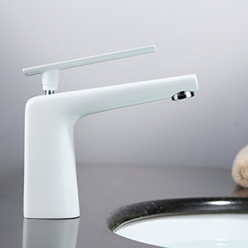 Homelody® Weiß Wasserhahn Einhebel Waschtischarmatur für Waschtisch Waschbecken Bad