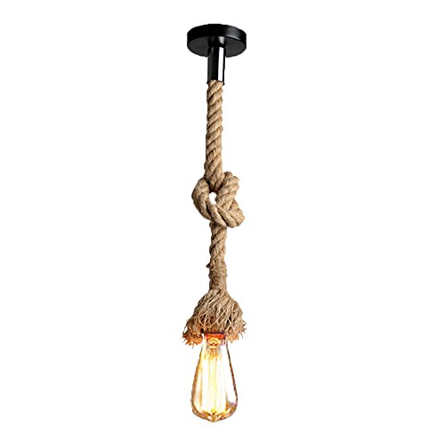 Lixada 100cm Vintage Seil Hängelampe Pendelleuchte AC220V E27 (ohne Birne)
