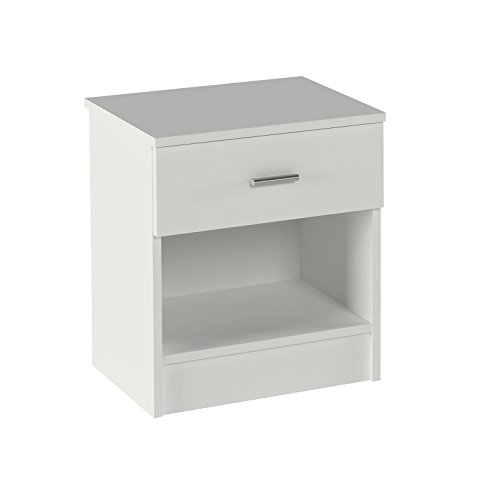 Meka-Block K-9462B - Nachttisch mit Schublade und Hohlraum, Farbe: weiß.