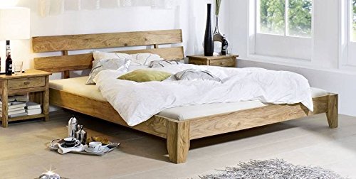 Palisander Holz Möbel massiv geölt Bett 160x200 Sheesham Massivmöbel Holz massiv braun Nature Brown #511