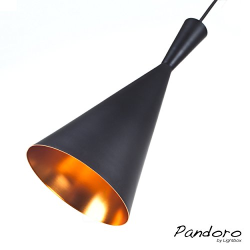Pandoro Pendelleuchte im modernen Design, 1x E27 max. 40W, Metall (Schwarz / Kupfer)