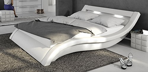 Polsterbett Onda 160x200 Weiß inkl. LED - Kopflicht & Lattenrost Doppelbett Ehebett Bett