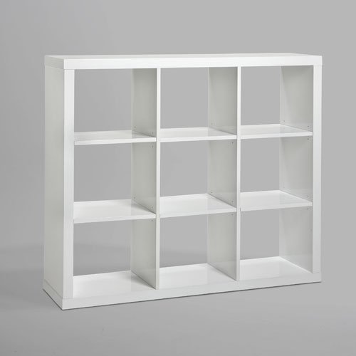 Raumteiler Bücherregal LAYNE, Hochglanz Weiß, 151x135cm