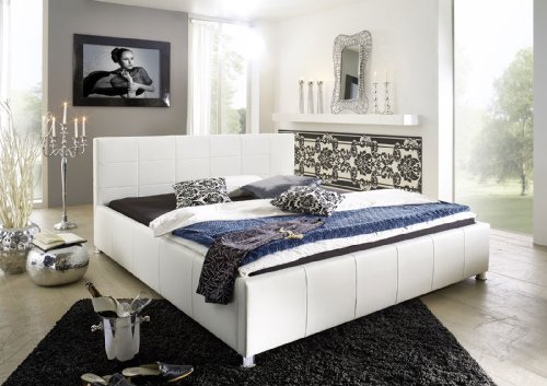 SAM® Kinder- und Jugendbett Polsterbett Kira, 100 x 200 cm in weiß, gestepptes Bett mit stilvollen chromfarbenen Füßen, Bettgestell auch als Wasserbett geeignet