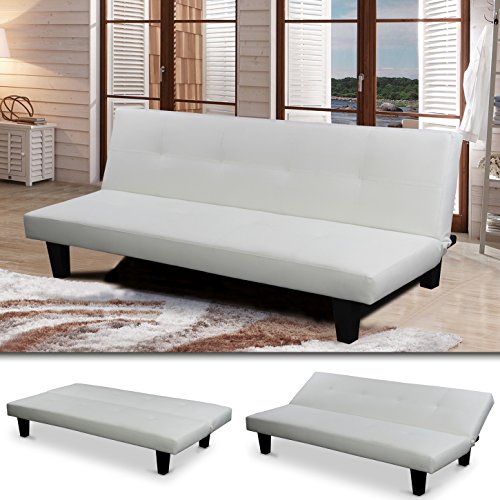 "SOFIA" SCHLAFSOFA Weiss BETTSOFA SCHLAFCOUCH SOFA BETTCOUCH LOUNGE COUCH (Weiss)