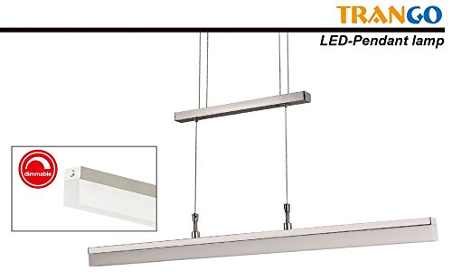 Trango® Design LED Pendelleuchte, Esstischleuchte höhenverstellbar - Edelstahl-Look (Edelstahl-Look-TG2014-012A)