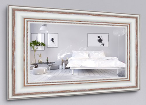 WandStyle H550-001 Wandspiegel Spiegel Barock Modern Antik Massivholz Weiß (60 x 80 cm)