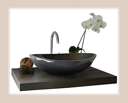 Waschbecken aus Naturstein, Granit, Model Monaco, anthrazit, G654, 56x38cm