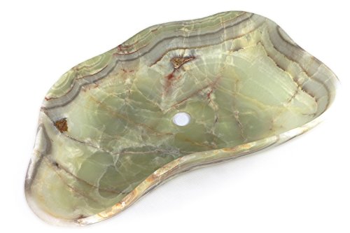 Waschbecken aus grünem Onyxmarmor in unregelmäßiger Naturstein-Form 60 x 35 x 13cm