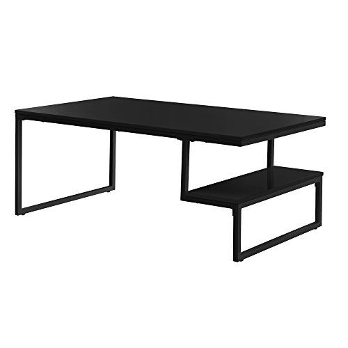 [en.casa] Moderner Couchtisch mit Hochglanzlack [schwarz] inkl. Ablage 110x60cm Beistelltisch