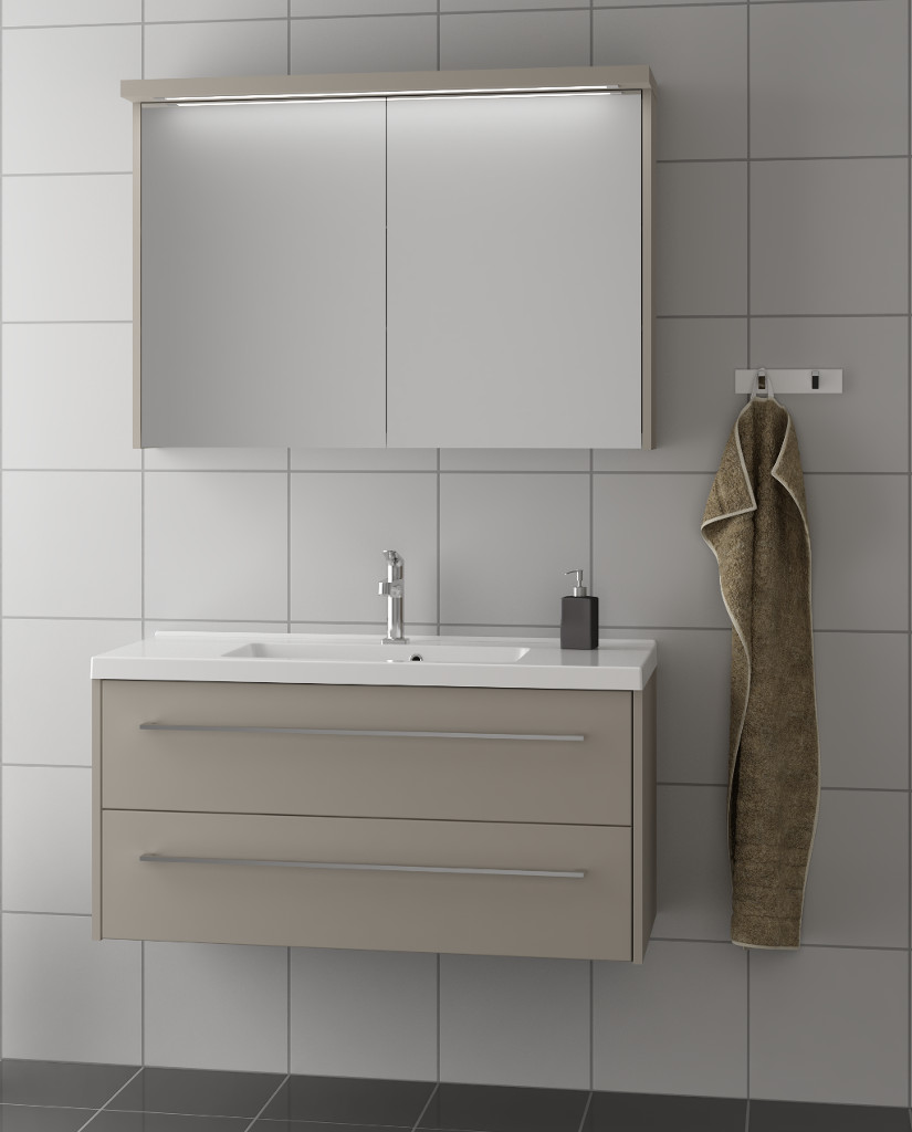 Scanbad Fox Waschplatz mit Spiegelschrank 100, Vanilla grey