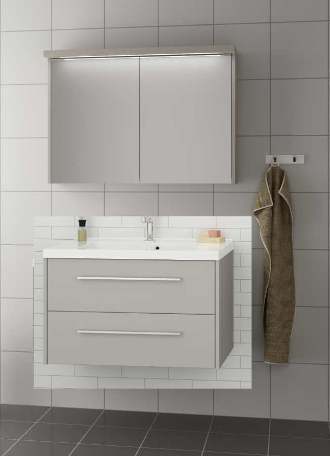 Scanbad Fox Waschplatz mit Spiegelschrank 80, Vanilla grey