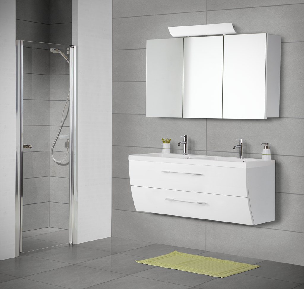 Scanbad Rumba Doppelwaschplatz mit Spiegelschrank 120, Weiß