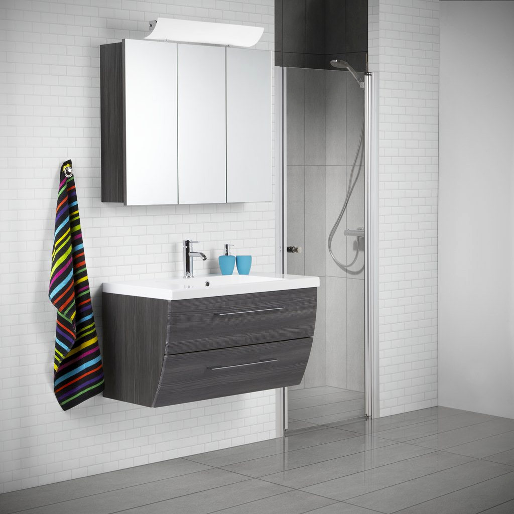Scanbad Rumba Waschplatz mit Spiegelschrank 90, Pine grey