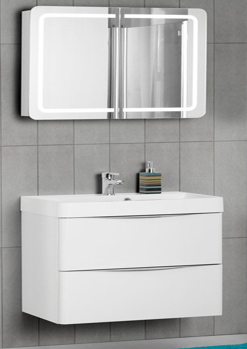 Scanbad Samba Waschplatz mit Spiegelschrank 100, Weiß