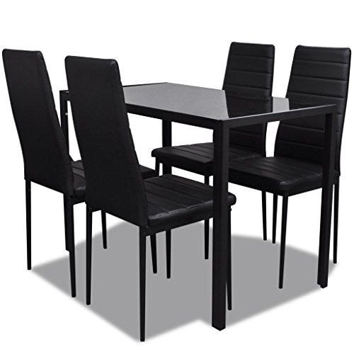 vidaXL Esszimmertisch mit 4 Stühlen, Schwarz modernes Design