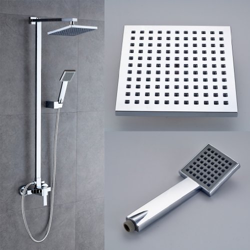 Auralum® Elegant Chrom Duschsystem Wasserfall Duschen Duschset Brauseset Inkl. Handbrause + Duschkopf Wandhalterung Duschpanel