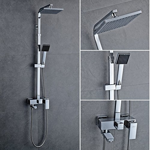 Auralum® Elegant Design Duschset Duschpanel Chrom Duschsystem Wasserfall Duschen Brauseset 3 Wasserspiele Inkl. Handbrause + Duschkopf Wandhalterung