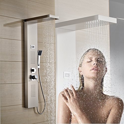 LCD Wassertemperatur Digitalanzeige Duschset Duschstange Regenbrause Duschsäule Dusche 304 Edelstahl